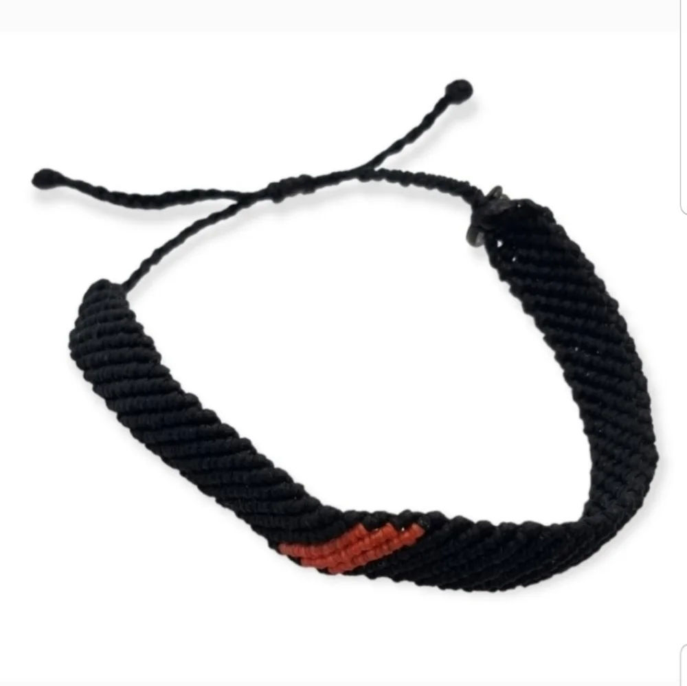 PURA VIDA THICK BLACK & PINK DESIGN ADJUSTABLE BRACELET
